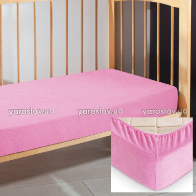 Prześcieradło dziecięce frotte z gumką 09 różowy 120x60x10 cm TM Yaroslav